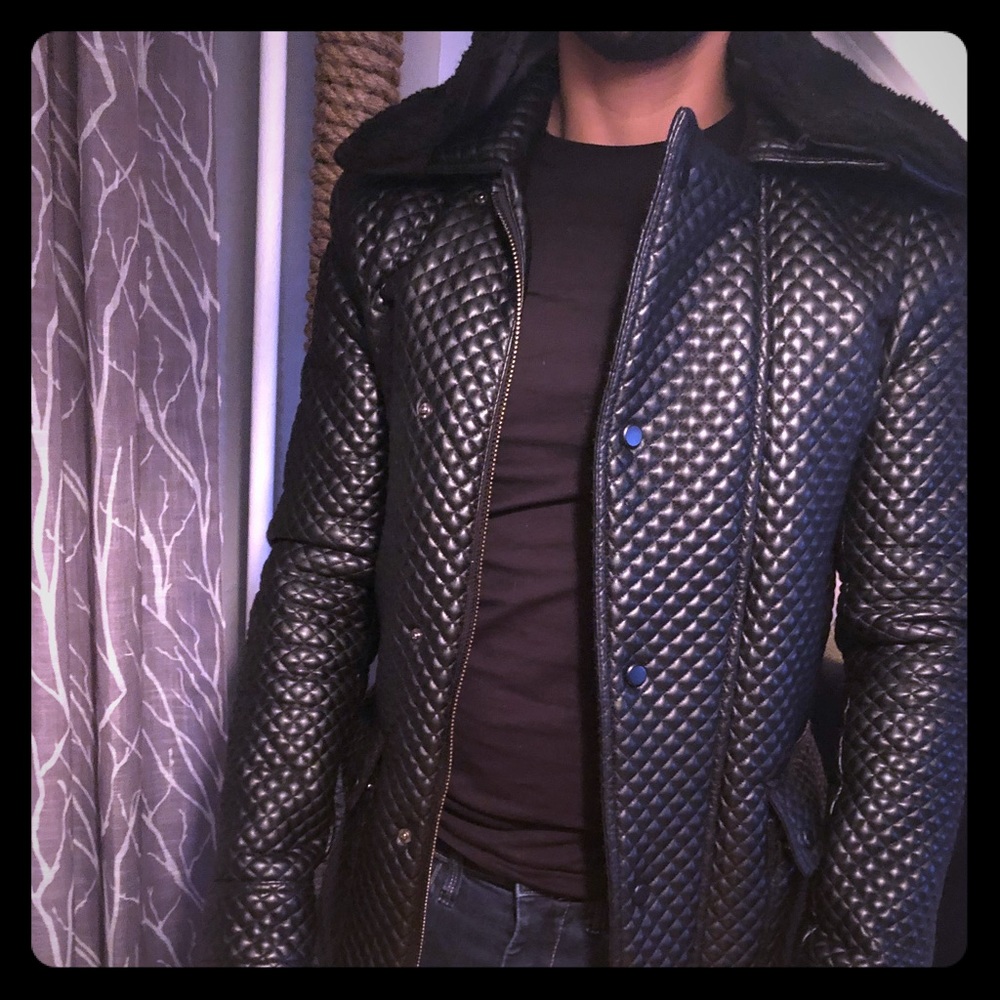 Black Tag by Zara men faux leather coat